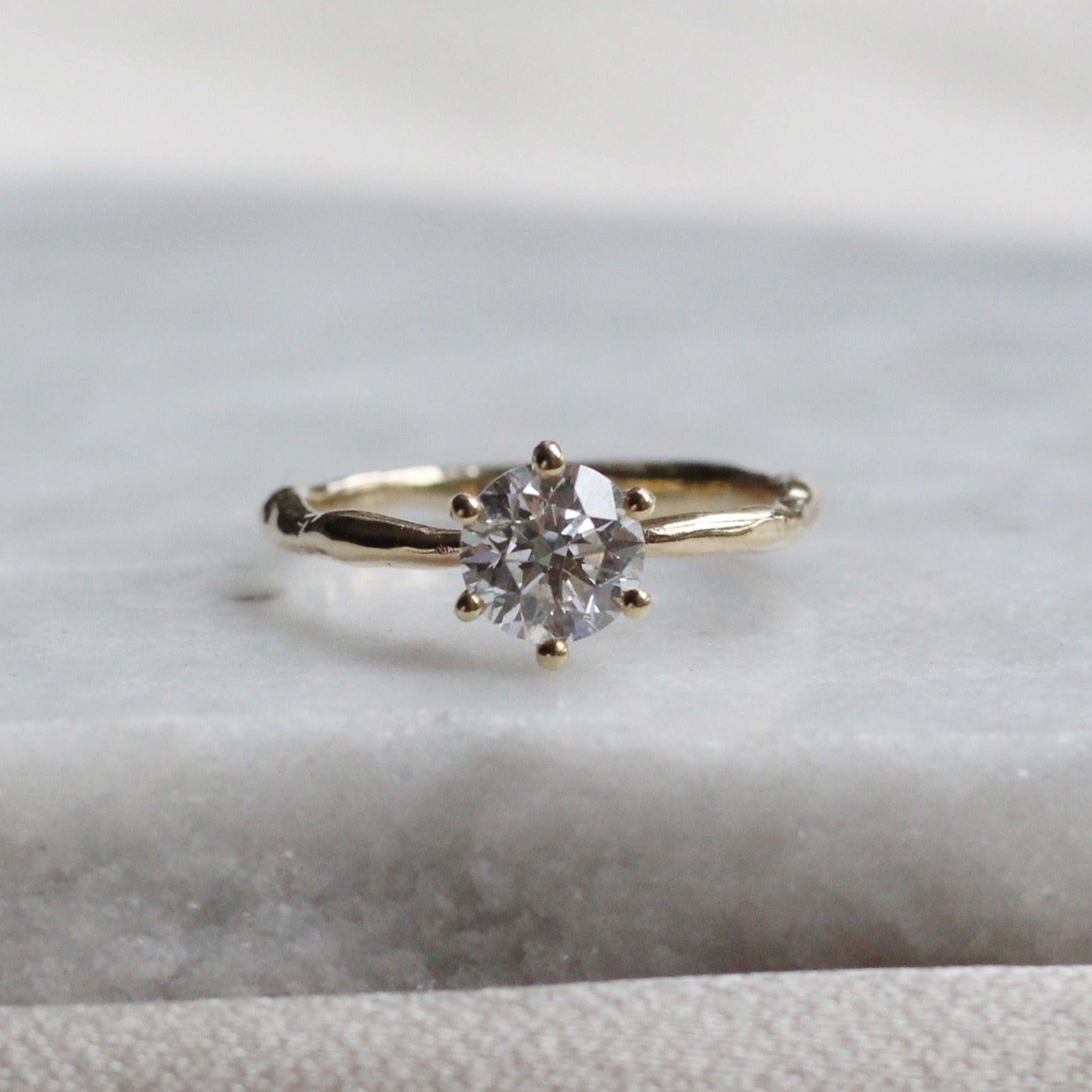 Diamond Solitaire Ring with Natural Band
