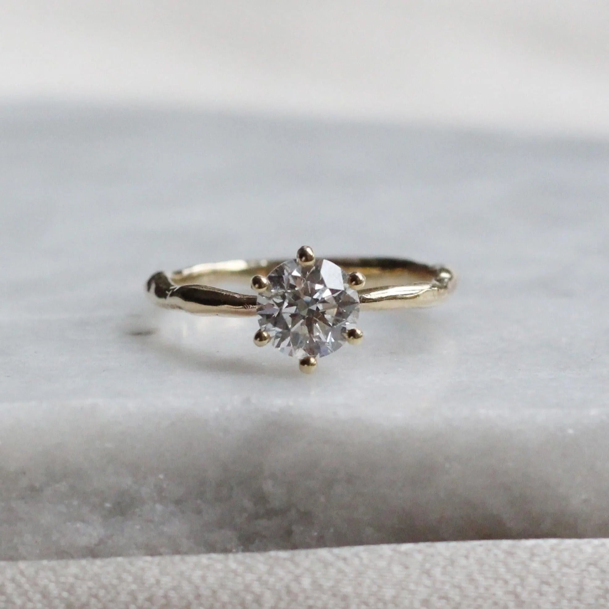 Diamond Solitaire Ring with Natural Band