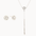 white gold jewelry set with diamond stud earrings and a y-shaped diamond molten necklace on a white background