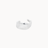 Silver leaf shaped ear cuff on a white background