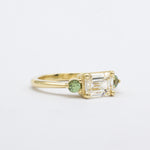 Emerald Cut Diamond with Green Sapphire Engagement Ring