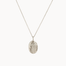 Silver gemini pendant necklace on a white background