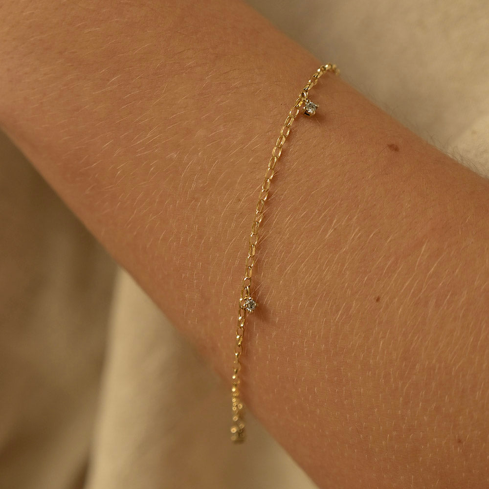 Gold Delicate Diamond Drop Bracelet