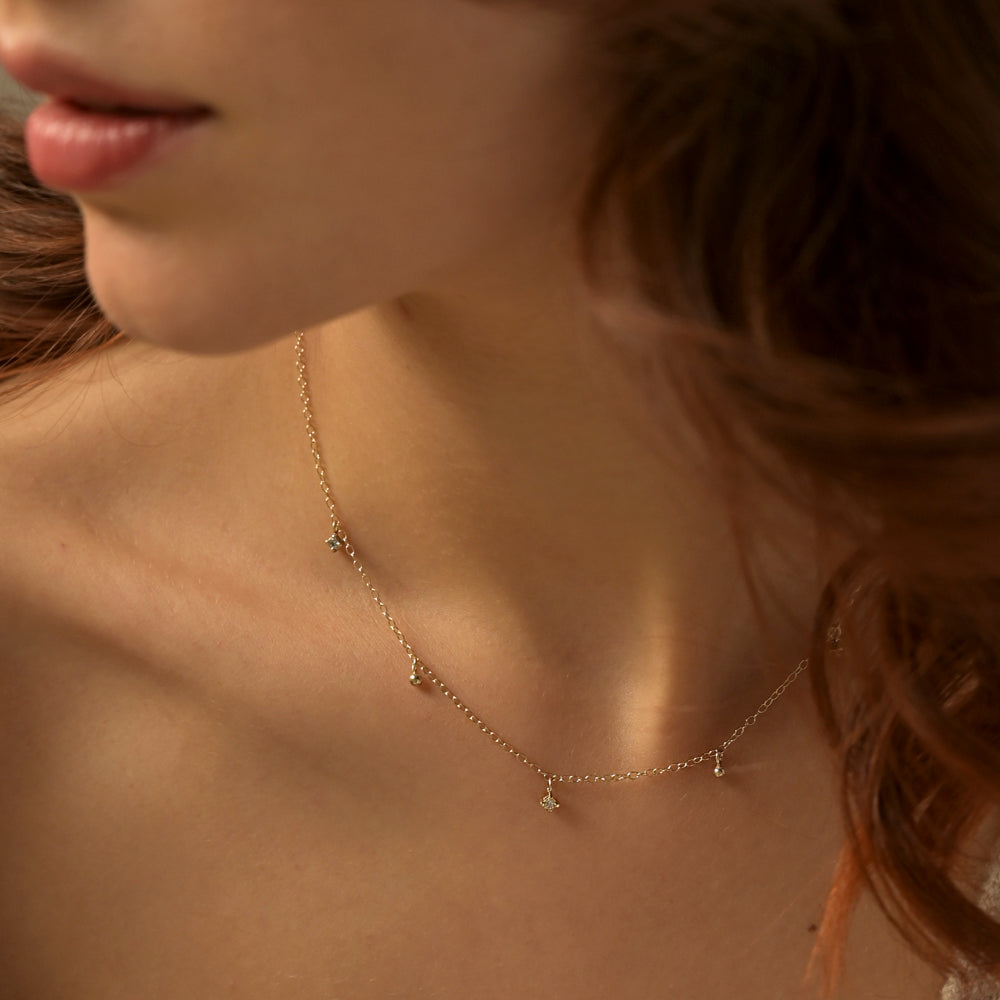 Gold Delicate Diamond Drop Necklace