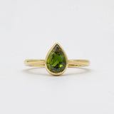 Green Pear Sapphire Solitaire Engagement Ring