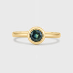 Green/Blue Sapphire Bezel Set Solitaire Engagement Ring