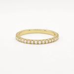 Gold eternity wedding ring in 1.8mm width with small diamonds on a white background