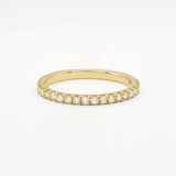 Gold eternity wedding ring in 1.8mm width with small diamonds on a white background