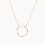 9ct Gold Open Hammered Circle Pendant Necklace-Necklaces-Wild Fawn Jewellery