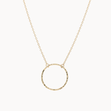 9ct Gold Open Hammered Circle Pendant Necklace-Necklaces-Wild Fawn Jewellery