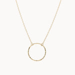 9ct Gold Open Hammered Circle Pendant Necklace-Necklaces-Wild Fawn Jewellery