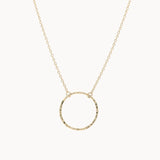 9ct Gold Open Hammered Circle Pendant Necklace-Necklaces-Wild Fawn Jewellery