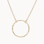 9ct Gold Open Hammered Circle Pendant Necklace-Necklaces-Wild Fawn Jewellery