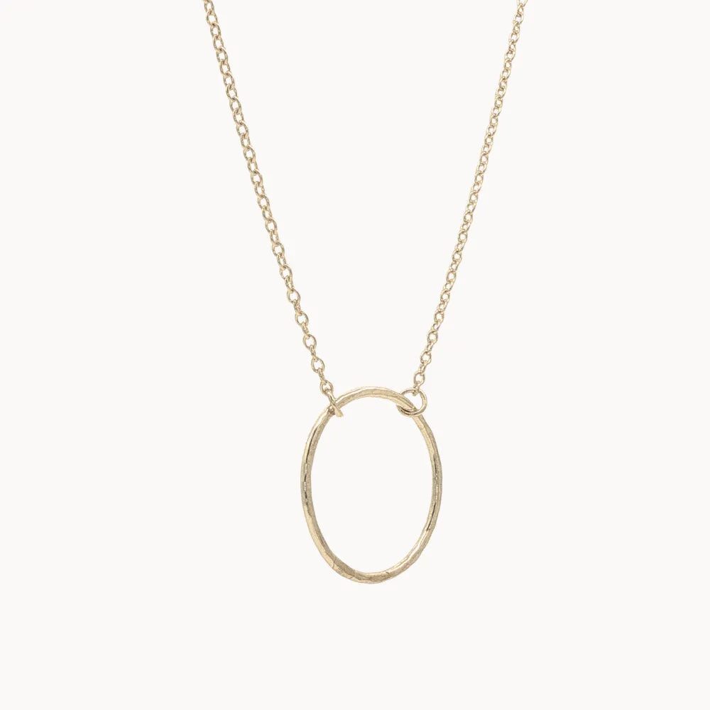 9ct Gold Open Hammered Circle Pendant Necklace-Necklaces-Wild Fawn Jewellery