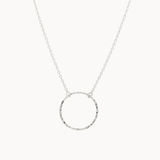Silver Open Hammered Circle Pendant Necklace-Necklaces-Wild Fawn Jewellery