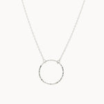 Silver Open Hammered Circle Pendant Necklace-Necklaces-Wild Fawn Jewellery