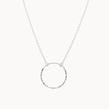 Silver Open Hammered Circle Pendant Necklace-Necklaces-Wild Fawn Jewellery