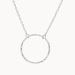 Silver Open Hammered Circle Pendant Necklace-Necklaces-Wild Fawn Jewellery