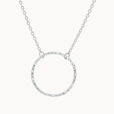 Silver Open Hammered Circle Pendant Necklace-Necklaces-Wild Fawn Jewellery