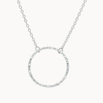 Silver Open Hammered Circle Pendant Necklace-Necklaces-Wild Fawn Jewellery