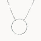 Silver Open Hammered Circle Pendant Necklace-Necklaces-Wild Fawn Jewellery