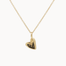 Gold heart-shaped pendant necklace with 'A&L' engraving on a white background
