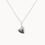 Silver heart-shaped pendant necklace with 'A&L' initials on a white background