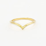slim 1.3mm wide chevron wedding ring with a V-shaped design on a white background