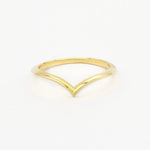 slim 1.3mm wide chevron wedding ring with a V-shaped design on a white background