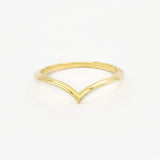 slim 1.3mm wide chevron wedding ring with a V-shaped design on a white background