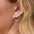 A woman shown in side profile wearing a delicate silver circle stud earring, with long blonde wavy hair.