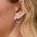 A woman shown in side profile wearing a delicate silver circle stud earring, with long blonde wavy hair.