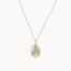 Silver libra necklace with an oval pendant on a white background