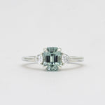 Light Blue Sapphire Engagement Ring with Trillion Cut Diamonds