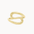 A gold s-shaped ring with a smooth, polished finish, shown on a clean off-white background.