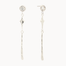 White gold earrings with round diamond stud, star shaped pendant and molten drop detail  on a white background