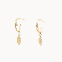 9ct Gold Oak Leaf Hoop Earrings-Wild Fawn Jewellery