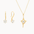 gold hook earrings and open star pendant necklace with round diamonds against a white background