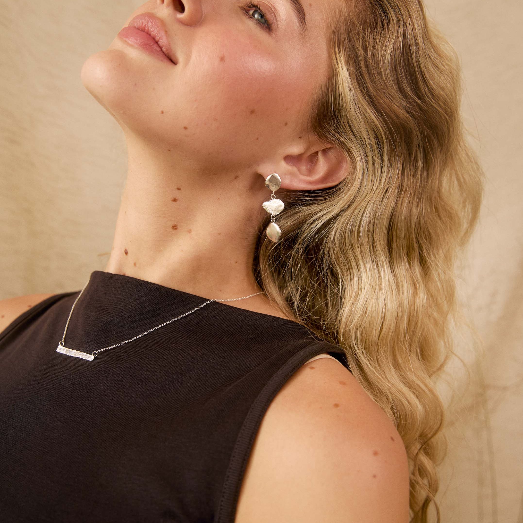 Silver Balancing Pebble Dangle Earrings-Earrings-Wild Fawn Jewellery