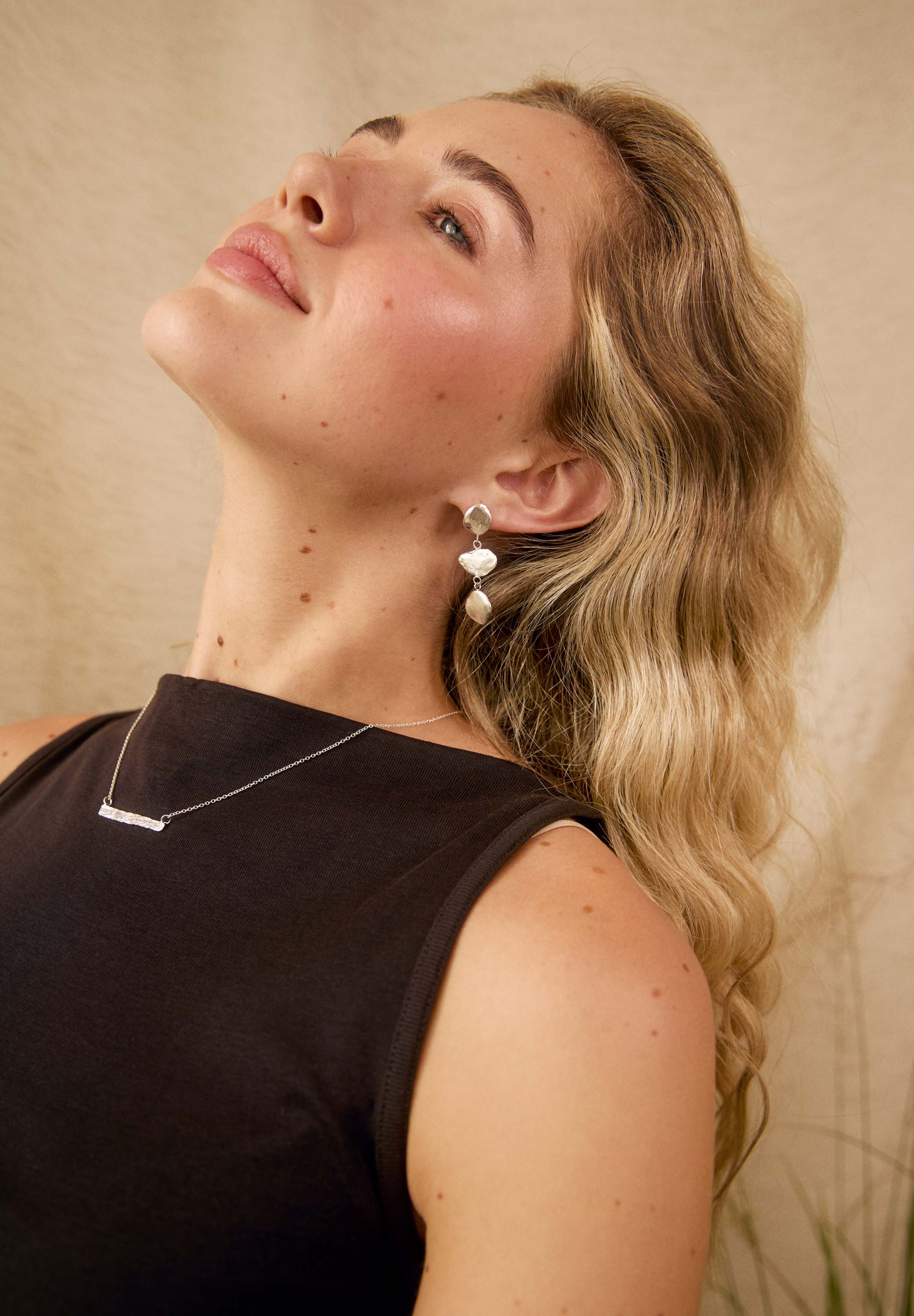 Silver Balancing Pebble Dangle Earrings-Earrings-Wild Fawn Jewellery