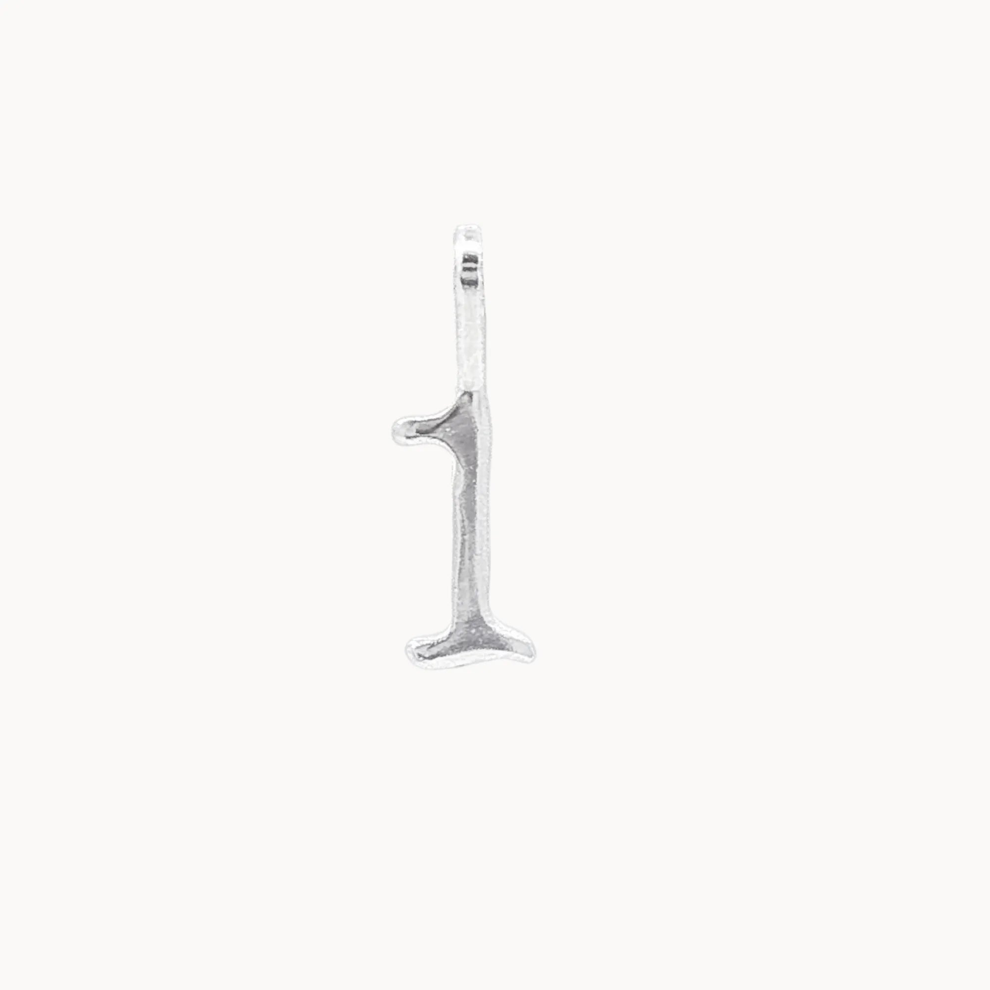 Silver number '1' pendant on a white background