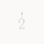 Silver number '2' pendant on a white background