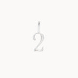 Silver number '2' pendant on a white background