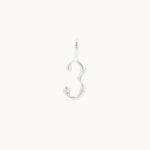 Silver number '3' pendant on a white background