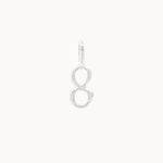 Silver number 8 pendant on a white background