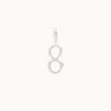 Silver number 8 pendant on a white background
