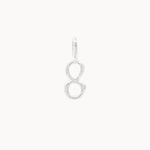 Silver number 8 pendant on a white background