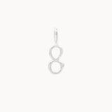 Silver number 8 pendant on a white background