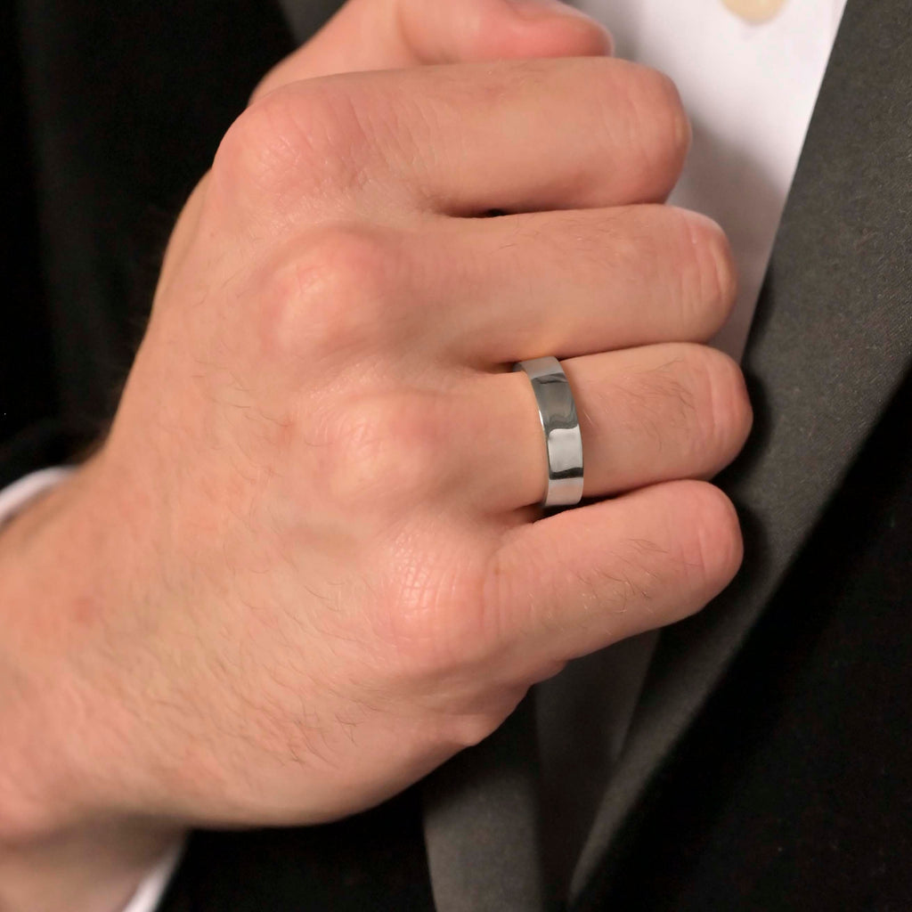 Platinum Wide Flat Wedding Ring
