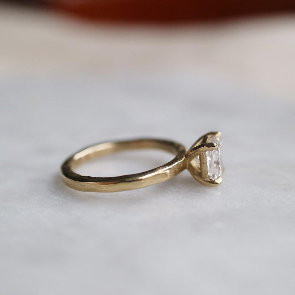 Princess Cut Diamond Solitaire Organic Engagement Ring